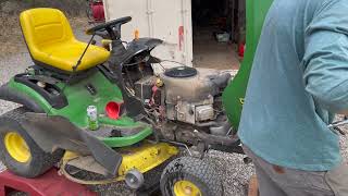 John Deere D130 Ride along lawn mower Full Maintenance Kit LG275 [upl. by Yalc]