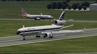 Delta MD11 Takeoff from Cleveland KCLE to Canton Akron KCAK [upl. by Eillek789]