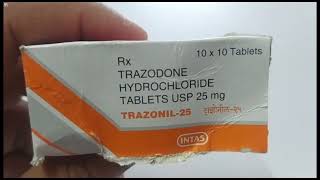 TRAZONIL 25 Tablet  TRAZODONE HYDROCHLORIDE Tablets  TRAZONIL 25mg Tablet Uses Side effects Dosage [upl. by Yelra]