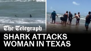 Shark attacks woman on Texas beach [upl. by Reinhardt291]