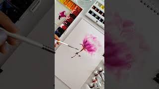 Amazing Watercolor Painting of Pink Flower shorts [upl. by Amando]