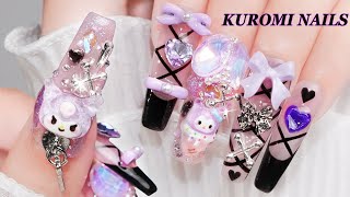 💅Korea Nail Art✨Kuromi Nail Art💜 산리오네일  네일팁연장 네일아트  네일ASMR  DIY 매니큐어  NailArt Dreams [upl. by Nylikcaj18]