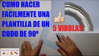 CODO DE 90º  TRAZADO Y DESARROLLO 5 Vírolas📐📐📐 [upl. by Noreen]