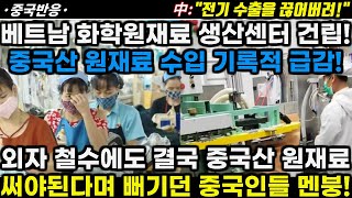 중국반응 베트남 화학 원재료 생산 센터 건립으로 중국산 원재료 수입 기록적인 급감 외자 공장 철수에도 중국산 원재료 팔 생각이다 당황한 중국인들 [upl. by Held16]