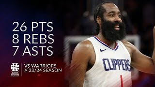 James Harden 26 pts 8 rebs 7 asts vs Warriors 2324 season [upl. by Whitten]