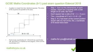 GCSE Maths Coordinates 9 1 past exam question EDEXCEL paper 1 2018 [upl. by Anelhtak905]