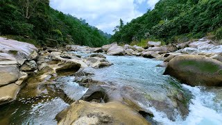 Calming Blue Mountain Stream Flowing Water Stream Ambience Soft amp Soothing Flowing Water [upl. by Alayne234]