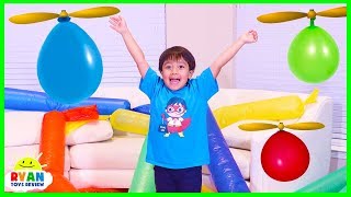 Helicopter Balloon Race with Ryan ToysReview [upl. by Nicolea938]