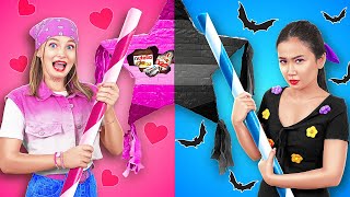 NEW 123 GO Pink vs Black Challenge  Funny One Color Party Games and Makeovers [upl. by Steere]