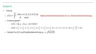 Wahrscheinlichkeitsrechnung Diskrete Gleichverteilung Lage und Streuung [upl. by Sinnal]