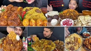 ASMR EATING MUTTON BIRYANIMUTTON ROGAN JOSHEGG CURRY RICEGREEN CHILLI FOOD VIDEOS [upl. by Anaeli]