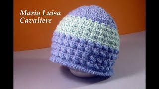 Cappello punto virgole e incroci doppi alluncinetto tutorial [upl. by Enirehtac]