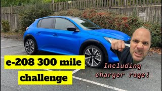 Peugeot e208 300 mile challenge With charger rage [upl. by Reldnahc]