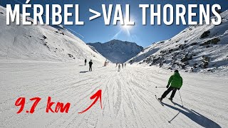 Skiing 97km from Meribel to Val Thorens in Les 3 Vallées 4K UHD [upl. by Aysahc]