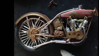 Aoshima model kit PART THREE 1973 Harley Davidson 18f 1918 [upl. by Netsew]