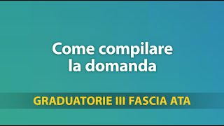 Graduatorie Terza Fascia ATA tutorial su come compilare la domanda 1 [upl. by Rehoptsirhc]