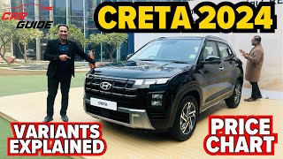 2024 Hyundai Creta Facelift Variants Explained with Full Price Chart  Base to Top  Value for Money [upl. by Harberd567]