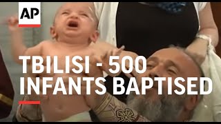 500 infants baptised in mass Orthodox ceremony [upl. by Nrevel]