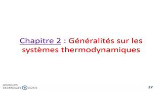 Généralités sur les systèmes thermodynamiques Fst ensa esam class prerpa fac [upl. by Schacker]