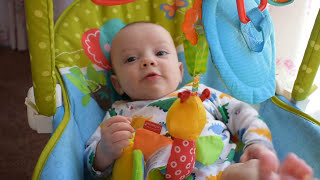 Baby Boy 3 months old Playing In FisherPrice InfanttoToddler Rocker Elephant Friends [upl. by Kacie]