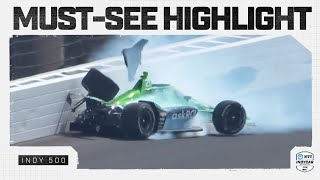 Rinus VeeKay crashes in qualifying for Indy 500  INDYCAR [upl. by Henleigh]