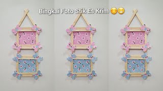 Cara Membuat Bingkai Foto dari Stik Es Krim  Photo Frame  Popsicle Stick Crafts  IdeKreatif  Diy [upl. by Colin835]