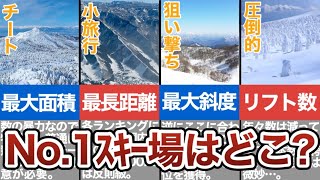 【スキー場好き必見】広さ！斜度！長さ！最強スキー場TOP３知ってて当然？あなたの予想は当たる？ [upl. by Ardnalahs]