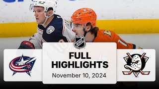 NHL Highlights  Blue Jackets vs Ducks  November 10 2024 [upl. by Roehm]