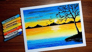 How to Paint a Stunning Sunset Landscape with Oil Pastels – Step by Step for Beginners artpainting [upl. by Divad]