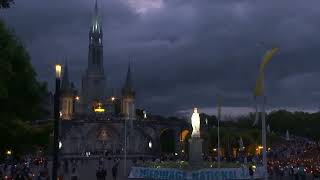 Procession Mariale aux flambeaux at the Sanctuaire de Lourdes  18 August 2024 [upl. by Aipmylo]