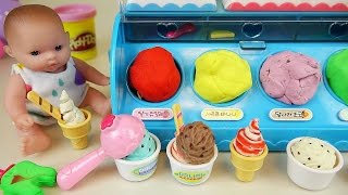 Baby Doll Ice cream shop and Play Doh ice cream toys play [upl. by Nolad]