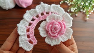 3D⚡💯Wow Amazing💯👌How to make eyecatching flower crochet Super easy crochet rose flower making [upl. by Burta]