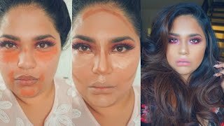 HOW TO USE ORANGE CONCEALER AND CONTOUR MAKEUP TUTORIAL GLAMBYRUNA [upl. by Acinomad]