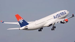 Air Serbia Airbus A330202 Inaugural Flight To New York JFK  Vortex On Takeoff [upl. by Yatnahc]