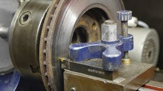 Brake disc machining on a 100 year old bench lathe [upl. by Asille767]