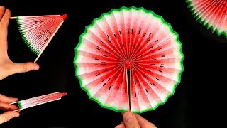 Basteln mit Papier Wassermelonen Fächer selber machen 🍉 DIY Life Hacks gegen Langeweile Geschenk [upl. by Amein78]