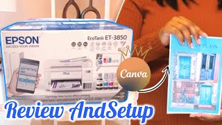 Epson Ecotank ET3850 Unboxing and Setup  Cardstock print test using Canva [upl. by Marcos429]