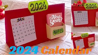 DIY Calendar 2024  How To Make Calendar  Desk Calendar Making Ideas [upl. by Rolyab834]