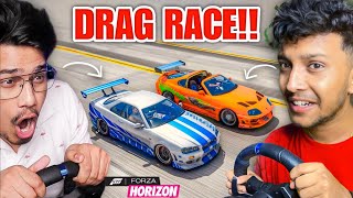 I CHALLENGE NotGamerFleet FOR A SUPER CARS DRAG RACE 😱 FORZA HORIZON 5  LOGITECH G29 [upl. by Nilyaj895]