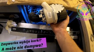 Zmywarka Beko wymiana pompy myjącej oraz grzałki  Zmywarka nie domywa i wywala korki [upl. by Eerpud392]