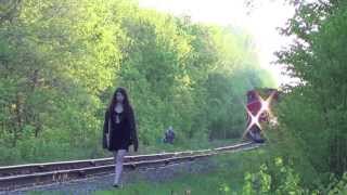 Strange Ottawa Girl walks along tracks on CN RAIL as a train approaches Ottawa trains [upl. by Eleirbag]