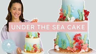 Under The Sea Cake Tutorial With Ombre buttercream and Isomalt Coral  Georgias Cakes [upl. by Endys]