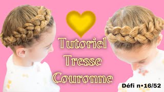 Faire une TRESSE COURONNE  Tuto Tresse Plaquée  DEFI N°16  Coiffure tresse africaine [upl. by Aelgna]