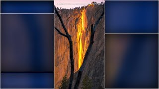 Yosemites annual firefall makes brief return setting Horsetail Fall ablaze [upl. by Settera]