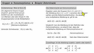 Gruppen ► Homomorphismus ►Beispiele ►Determinanten [upl. by Illak529]