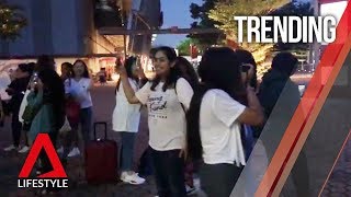 Night before BTS Singapore concert Fans outside hear Kpop boy band rehearse [upl. by Ehlke]