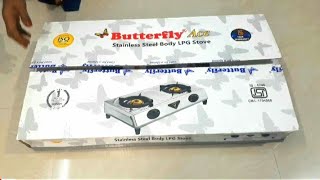 Butterfly 2 burner gas stove stainless steel unboxing  butterfly 2 burner gas stove review [upl. by Rinum866]