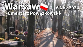 Autumn Walk Warsaw Cemetery Powązkowski Poland  November 2024 [upl. by Aivatnahs273]