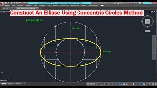 Construct An Ellipse Using Concentric Circles Method [upl. by Noyerb]