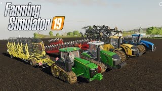 FS19  10 Tractores Grandes  Preparando la Tierra para sembrar  Arado y Cultivado [upl. by Emrich]